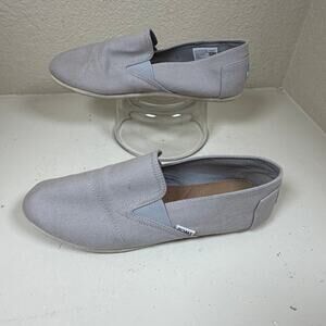 TOMS Women's Size 9.5 Alpargata slip-on light grey canvas shoes - excellent cond